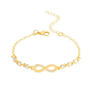 Plated Infinity Bracelet for Women, Dainty CZ Infinity Charm Chain Bracelet, Adjustable Link Bracelet, Minimalist Stackable Jewelry, Ideal for Daily Wear, Wedding, Valentine's Day Gift
