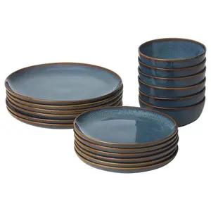 18-piece dinnerware set, blue