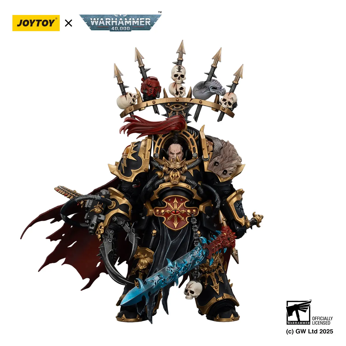 JOYTOY Warhammer 40k 1/18 High Detail PVC Action Figure, Black Legion Abaddon the Despoiler, with Drach'nyen and the Talon of Horus, Model JT02922, Pvc Action Figures