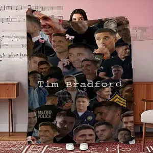 Tim Bradford Police Character Collage Throw Blanket - Soft Flannel All-Season Indoor/Outdoor Blanket with Tough Cop Portrait & TV Show Scenes, Machine Washable Durable Fabric, Contemporary Design Gift for Fans - Birthday/Christmas