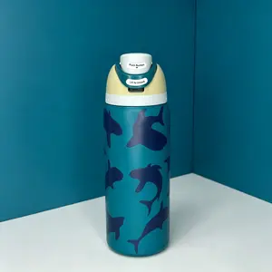 Owala FreeSip Blue Shark Series Insulated Stainless Steel Straw Water Bottle, BPA-free, safe and reliable sports water bottle, travel essential, 30 ounces, Blue Shark Series outdoorfun