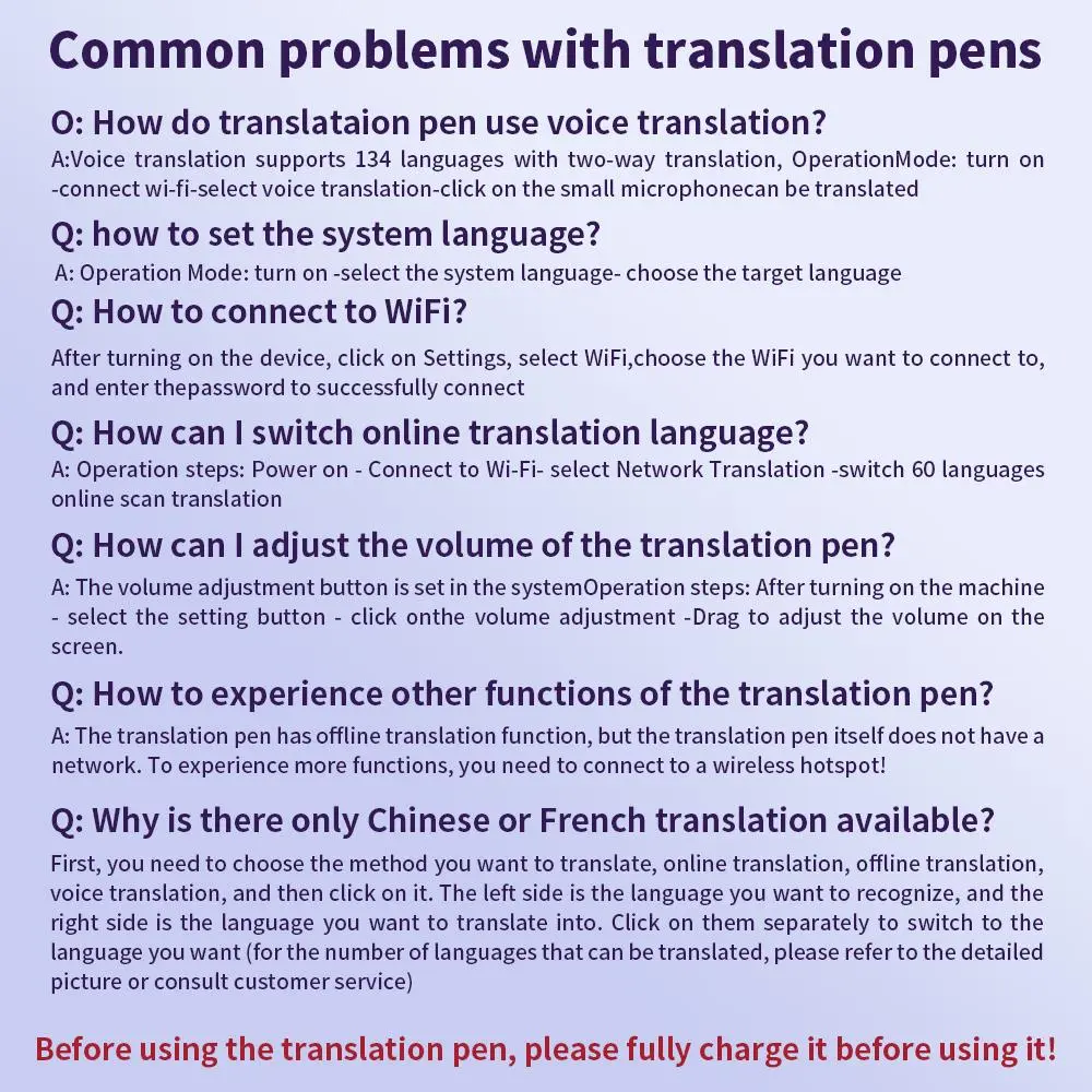 Translation Reading Pens for Adults, Smart Translation Pen, Auxiliary Tools, 134 Language Translation Devices for Reading Support, Language Learners for Voice Dialogue Translation, 60 Languages for Scanning Translation