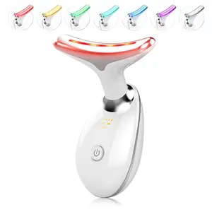 7-in-1 Neck Face Massager, 7 Color Led Face Neck Massage for Skin Care at Home, Portable Facial Massager,Face Sculpting Tool,Multifunctional Vibration