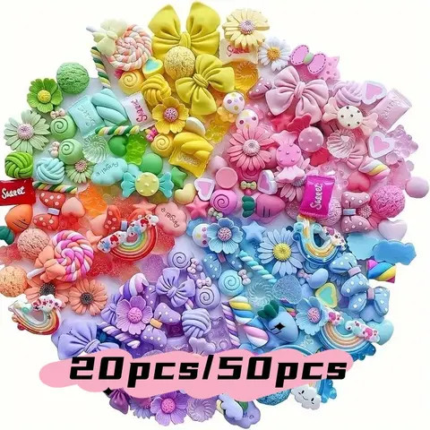 20/50 Mixed Resin Charming Cute Set for Summer Nail and Phone Decoration, Flower Design Nails, Nail Art Design, Nail Art Supplies, Includes Flowers, Butterflies, Strawberries, Leaves, Perfect for DIY Crafts and Jewelry Making