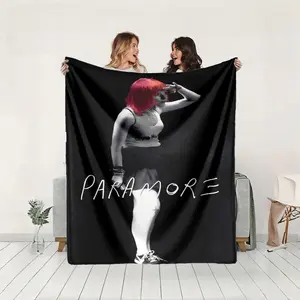 1 piece Photos of Paramore's red-haired lead singer performing live themed flannel blanket - Modern-style flannel blanket, suitable for sofas and beds, all-season use, super soft and comfortable, digital printing, 100% polyester material, machine