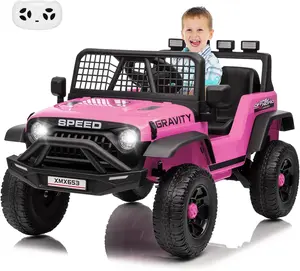 GAOMON 12V Ride on Car for 3+, Kids Electric Vehicles with Remote Control Riding Toy Extra Wide Seat and Legroom for Toddlers with Safety Belt, 3 Speeds, LED Light, Music, USB for Children 3-6 Years,Pink
