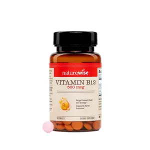 NatureWise Vitamin B12 500 mcg - B12 Supplement for Energy + Mental Clarity & Nervous System Support - Easy-to-Swallow, Vegan & Non-GMO - USA Manufactured