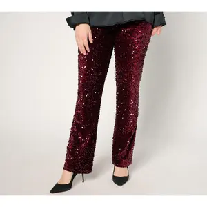 Jingle Belles by Kim Gravel Petite Sequin Paillette Velvet Pant