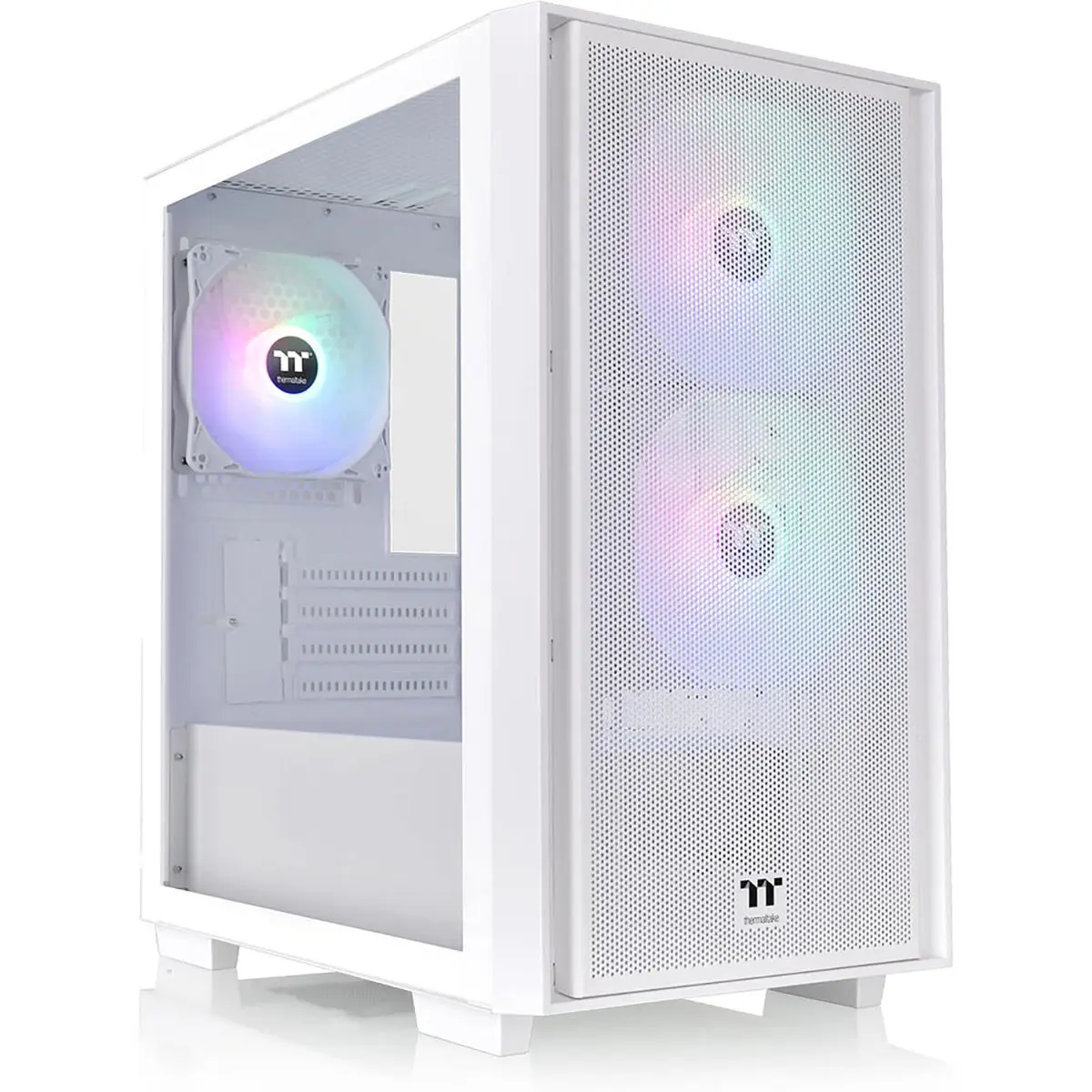 Thermaltake Versa H16 ARGB Lighting Micro-ATX Micro Tower Chassis, Snow White, Transparent Tempered Glass Side Panel, Transparent Side