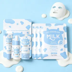 Milk Skincare Travel Set, 1 Set Moisturizing Eye Mask & Lip Mask & Cream & Serum & Eye Cream, Hydrating Skin Care Hydrate Kit for Women, Glow Kit, Skin Care Sets