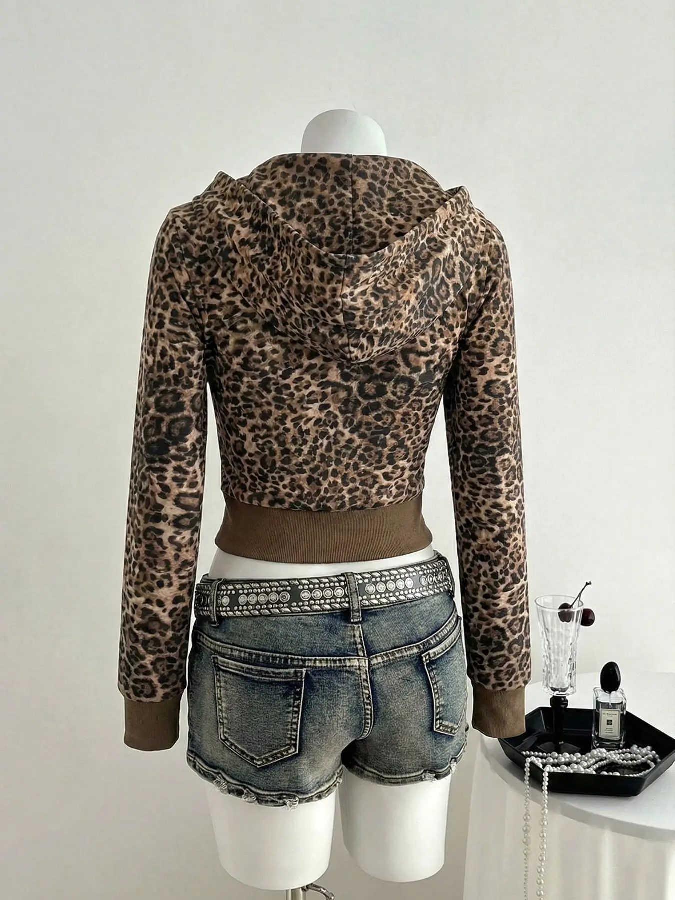 00s archive leopard zip parker y2k punk 00s archive 短丈 ファー 