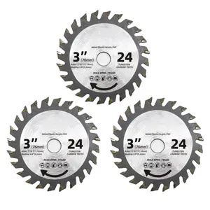 3Pack 3 Inch 24T Carbide Circular   for Cuts Woods, Plastic, PCV, , Aluminum, 7/16" Arbor Compatible with All Dremel -MAX, Ultra-Saws, RotoZip Saws, Rigid 3" Multi-Material