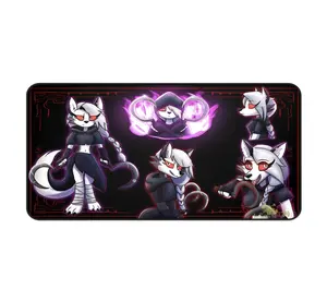 Loona Dark Magic Gaming Mouse Pad XXL – Anime Wolf Girl Desk Mat, Neon Purple Aesthetic, Non-Slip Rubber Base, Gamer & Anime Fan Gift