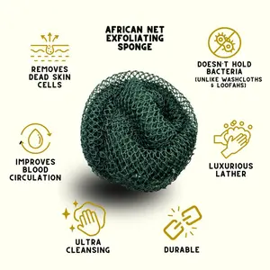 African Exfoliating Net Bath Sponge - Sapo - Body Cleansing Sponge - Reaches Back - Smooth - Bathroom Accessories