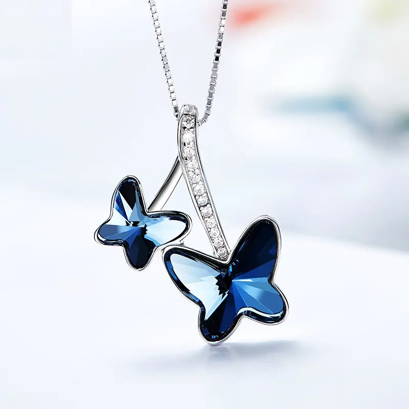 Astu Crystal Double Butterfly Necklace