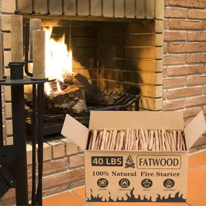 40 LB Fatwood Fire Starter, Organic Kindling Sticks, Non Toxic All Natural Fire starters for Wood Stoves, Fireplaces And Campfires