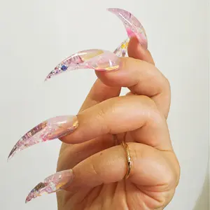 Jmnails shinning rhinestone Dragon Claw Nails 10 Pcs Handmade Acrylic Press on Nails Art with Rhinestone Glue, Glitter Glue, and Extra Party Luxury Fashion Nailcare