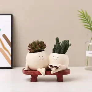 Cute Couple Smiley Face Planter, Creative Succulent Pot, Planter Pots, Indoor Outdoor Garden Yard Flower Pot, Home Decor, Perfect for Plant Lovers