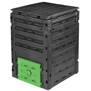 SUPERDEAL 120 Gallon Compost Bin Plastic Composter Fast Soil Creation Outdoor Compost Box Black
