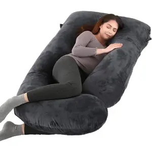 Pillow, Full  57 Inch Maternity Pillow with Removable Washable Cover - Sleep Support for , , , , ,  for Pregnent Women, Black Grey  Cover