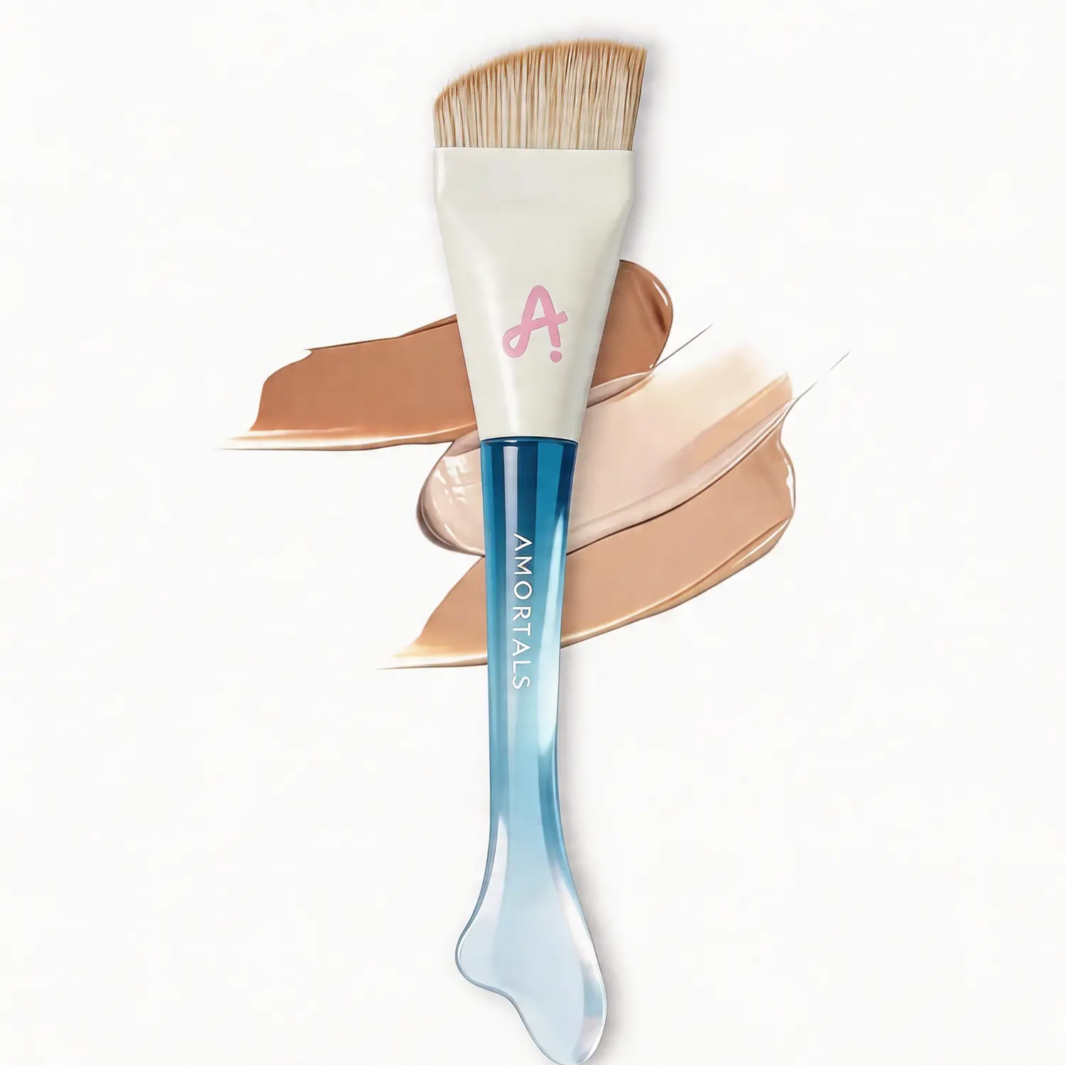 AMORTALS Dual-Ended Blending Brush Foundation - Cosmetic Spatula Combo Cosmetic Tool, Face Makeup Brushes for Liquid/Cream Application, Even Coverage, Pointed Edges for Nose/Under Eyes, Wide Surface for Cheeks