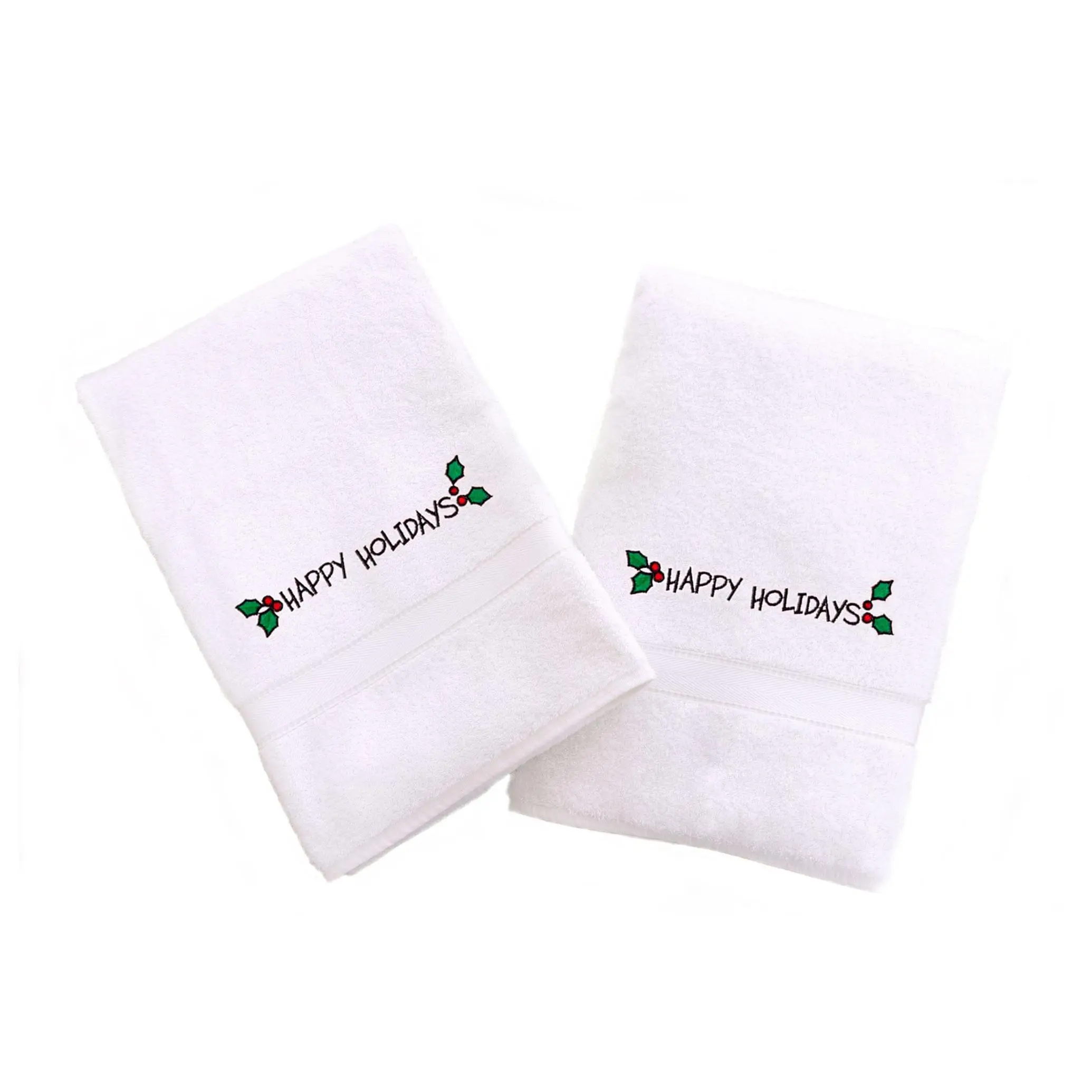 Linum Home Textiles Embroidered Hand Towels wit h Happy Holida