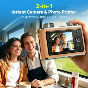Hanin Z2 2-in-1 Instant Camera & Photo Printer, Includes 5 Sheets of 2x3 Inch Sticky Photo Paper, Travel Essential, Instant Print Camera, Retro Photography Style,SummerVibes