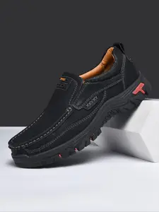 Men's Retro Low Top Slip on Athletic Sneakers, Casual Comfortable Soft Rubber Sole Non-slip Driving Shoes, Walking Shoes, Fashionable All-match Sneakers for Daily Wear