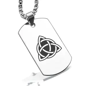 Stainless Steel Celtic Triquetra Trinity Knot Dog Tag Pendant