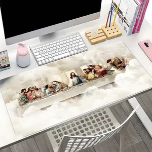 Cloudy Divine Supper Art XXL Gaming Mouse Pad, Religious Art Big Desk Mat, Non-Slip Rubber Base, Large Keyboard Pad for Gamers Workers, Perfect Gift for Friends