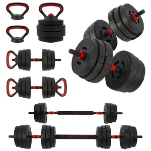 60LB 4-In-1 Portable Changeable Dumbbell, Barbell, and Kettlebell Set with Adjustable Weights