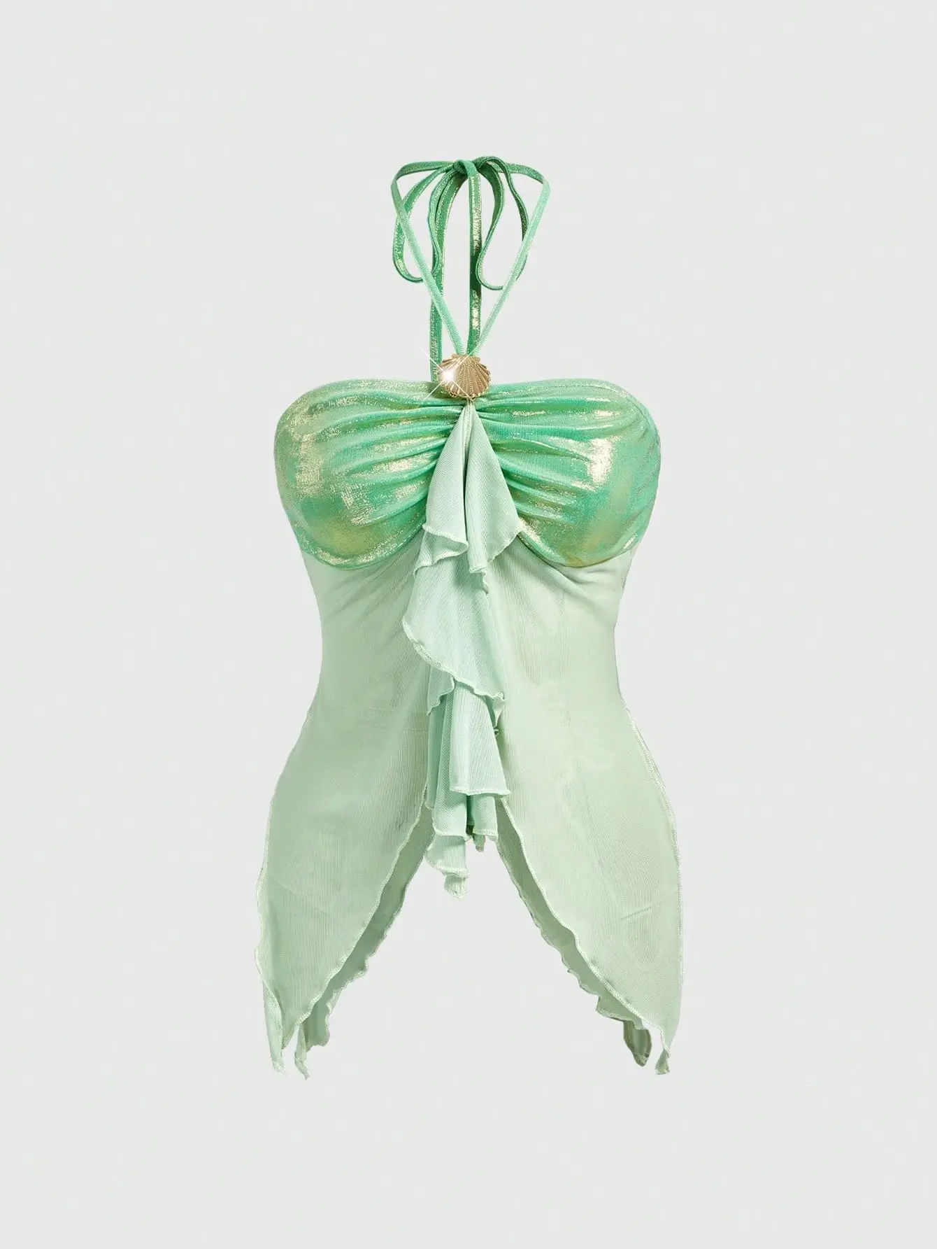 LOVEIU Seashell Print Camisole Asymmetrical Cut Spaghetti Strap Summer Casual Going Out Fairycore Tank