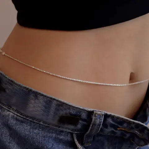 Women's Fashion Glitter Sparkly Waist Belt, Casual Body Jewelry for Crop Top, Fashion Accessories for Women, Sparkling Western Belt, Design Belt, Casual Style Belts