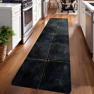 1PC， Dark Black Wooden Planks Patterned strip rugs, home décor, bathroom mats, entryway mats, bathroom non-slip mats, indoor entrance rugs, bedroom bedside mats, kitchen mats, hallway rugs, flannel sponge rugs, hallway runner rugs, Boho Runner Rug