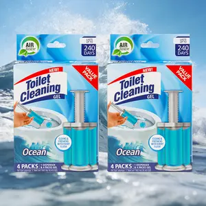 AIR FUSION Bathroom Odor Control Toilet Cleaning Gel Stamps 2 Value Pack 6.43 Oz 1 Dispenser 4 Gel Packs Freshens with Every Flush Long-lasting Freshness Up to 240 Days
