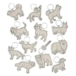 3" x 2 1/2" Bulk Color Your Own Dog Keychains Assortment