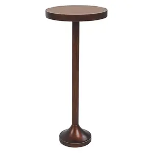 COZAYH Small Pedestal Round End Table, Living Room Furniture, Light Espresso