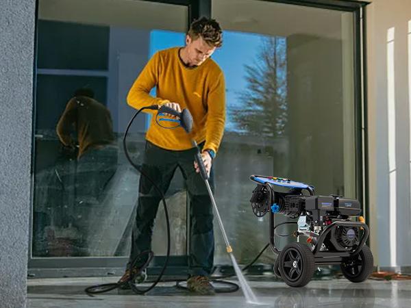 Efurden 3600 PSI Gas Pressure Washer with Hose Reel, 2.3 GPM 212CC Heavy Duty Engine, 30ft High-Pressure Hose & 5 Quick-Connect Nozzles for Garden Cleaning