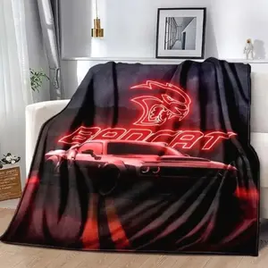 Fashion Art Print Srt Hellcat Racing Blanket Living Room Sofa Noon Break Plush Sleeping Blanket Boys Bedroom Soft Bed Sheet Gift soft flannel bedroom office blanket plushthin quilt holiday travel birthday Christmas gift  Lightweight, soft, and breathable