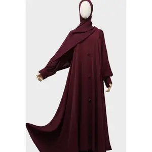 Closed Cuffed Flare Umbrella Abaya - Maroon