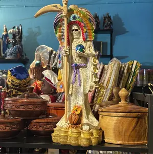 Santa Muerte statue Aztec white 15inch charged