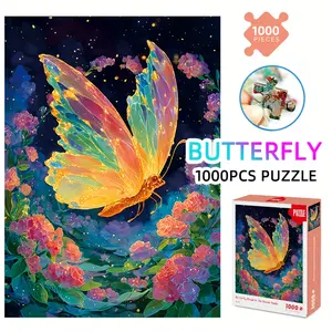 1000pcs Butterfly Dream Garden Jigsaw Puzzle for Adults - 27.5"x19.7" (70x50cm) with Letters on Back, High Precision Cut & Art Puzzles, Portable Christmas Gift Idea Perfect for Home Decor & Holiday Gifts, Butterfly Decorations, Best for Christmas