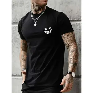 Men's Regular Fit Cotton Casual Tee - Round Neck, Short Sleeve, Cartoon Print, Comfy Knitting Top for Summer