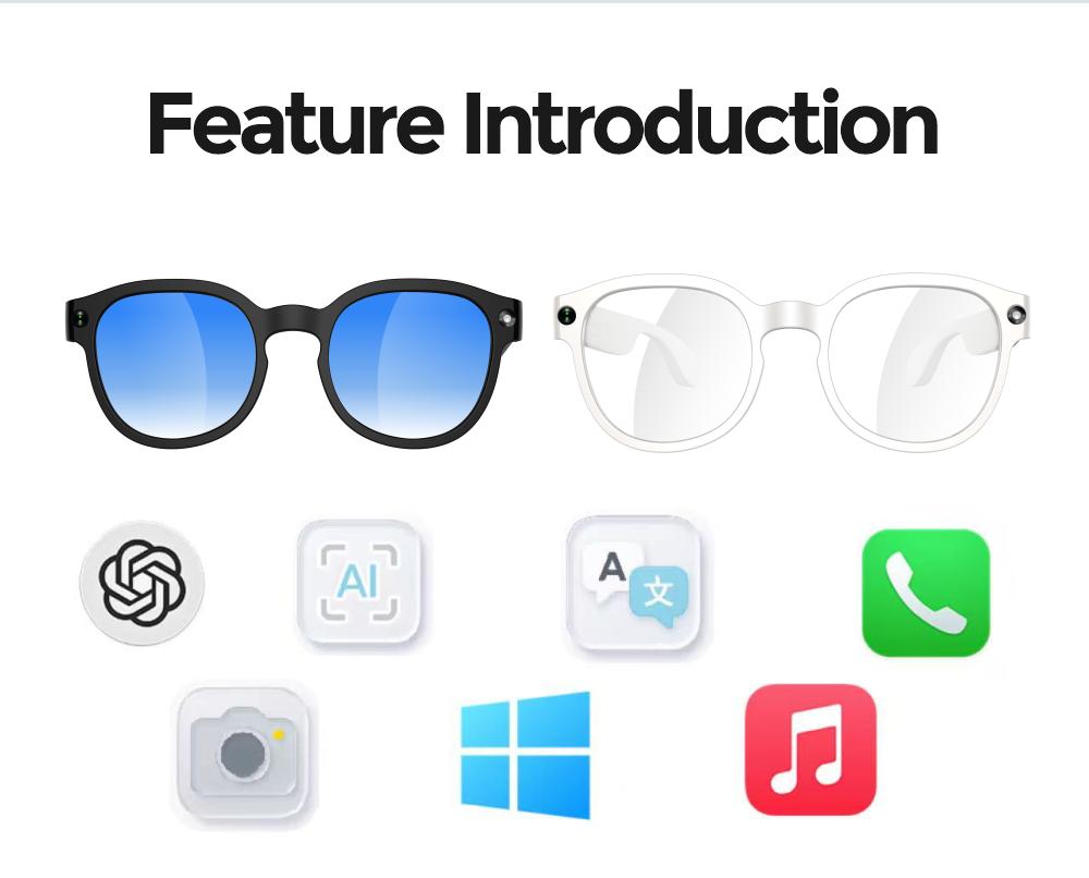 AI Smart Glasses Camera 8MP HD Video Recording Glasses with Audio, Real-Time Translation, Bluetooth Call & Music, AI Object Recognition, Touch Control, Wearable Camera Glasses for Men Women Travel Outdoor