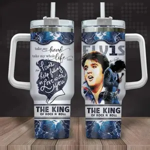 The King Of Rock N'Roll 40oz 30oz Tumbler With Handle, Rock And Roll Tumbler, Guitar And Photo Collage Stainless Steel Cup, Gift for Rock Lover - TikTok Shop