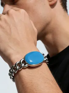 Indian Style Salman Khan Bracelet for Men, Stainless Steel Cuban Chain, Blue Drip Glue, Fashion Accessory, Unique Design, Exquisite Bracelet