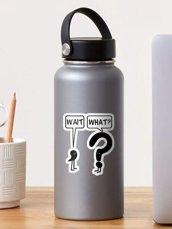 "Wait, What?" Funny Car Sticker, Automotive Exterior Decorative Accessory for Cars, Motorcycles