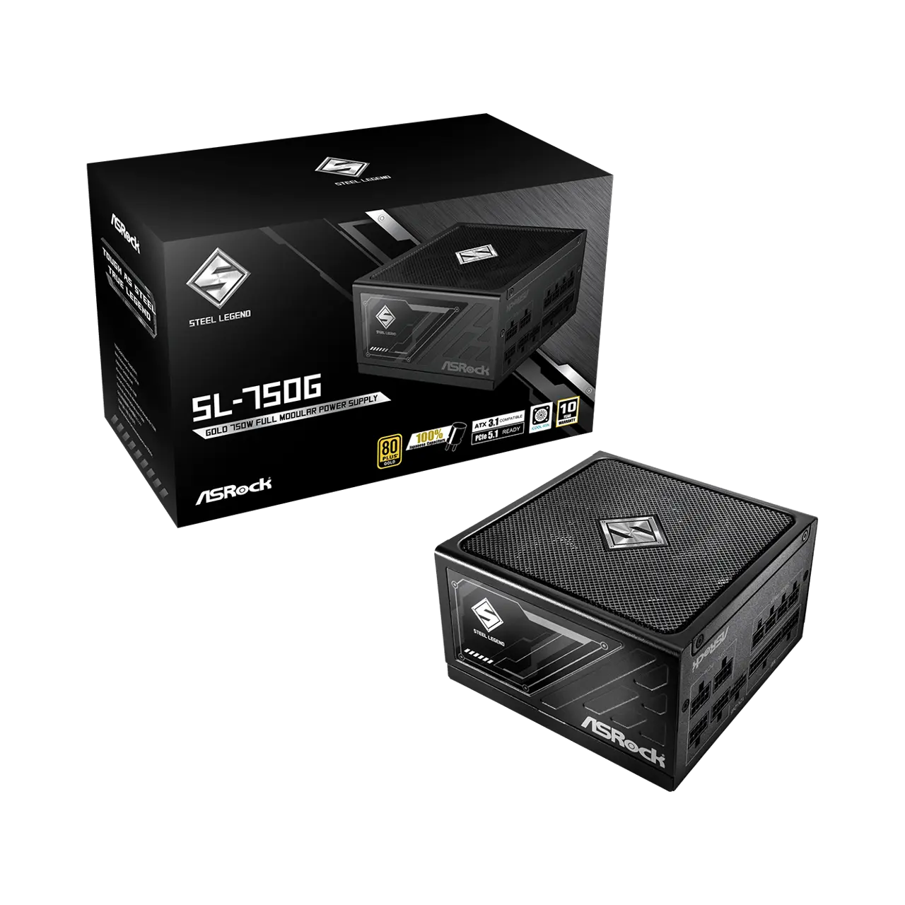 ASRock SL-750G 750 W ATX3.1 & PCIe5.1 80 PLUS GOLD Certified Full Modular Power Supply ASRock SL-750G 750 W ATX3.1 & PCIe5.1 80 PLUS GOLD Certified Full Modular Power Supply