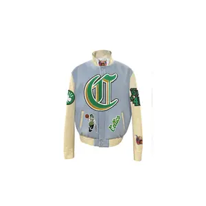 Boston Celtics Wool & Leather Old English Varsity Jacket "Blue" NBA BOS CEL 100
