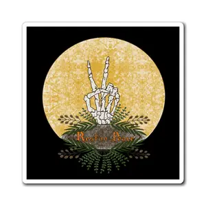 Rest in Peace Halloween Skeleton Bones Orange MoonMagnets Decor Magnetic
